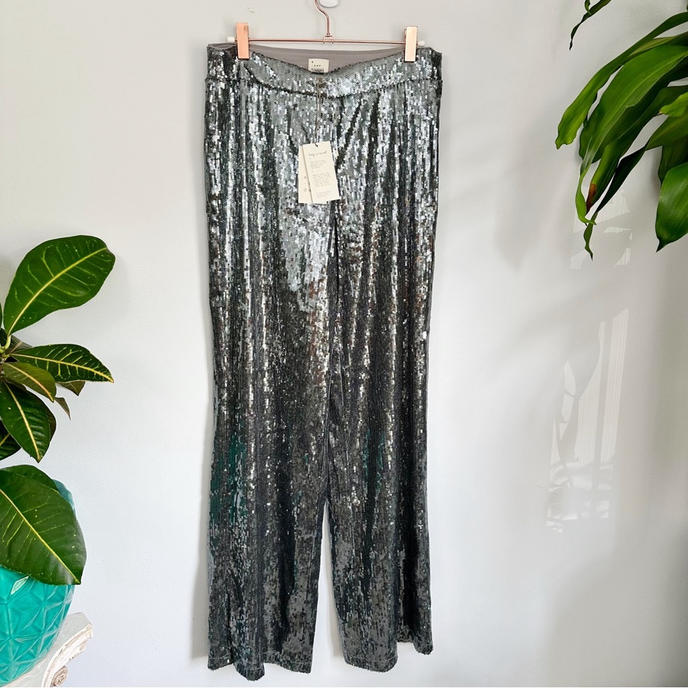 NWT Gunmetal Sequin Disco Trouser Pants, New Years Eve, Bachelorette, B2